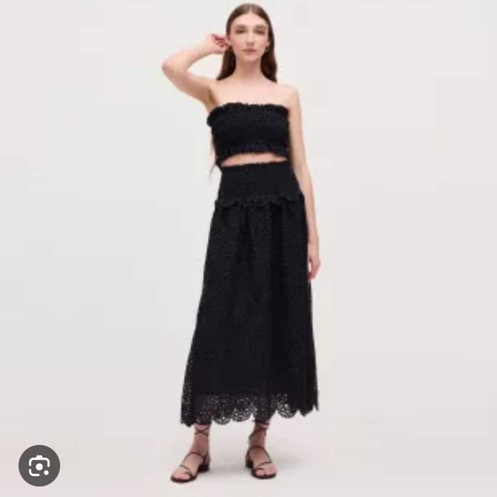 Hill House June Nap Top and Delphine Skirt Set in Black Scallop Lace - Medium